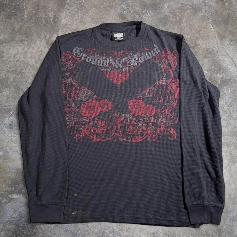 MMA Ground Pound full art black thermal long sleeve shirt Size S